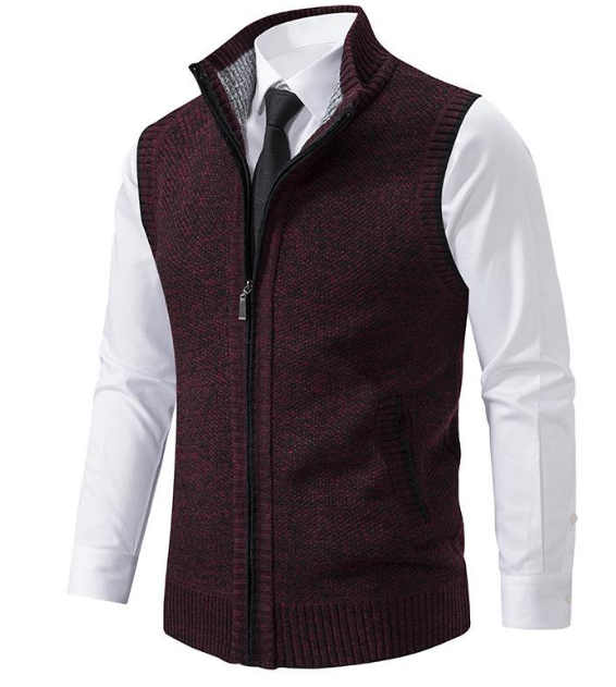 Men’s Tweed Knit Vest | Sleeveless Zip-Up Gilet | Business Casual Layer