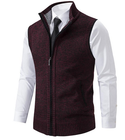 Men’s Tweed Knit Vest | Sleeveless Zip-Up Gilet | Business Casual Layer