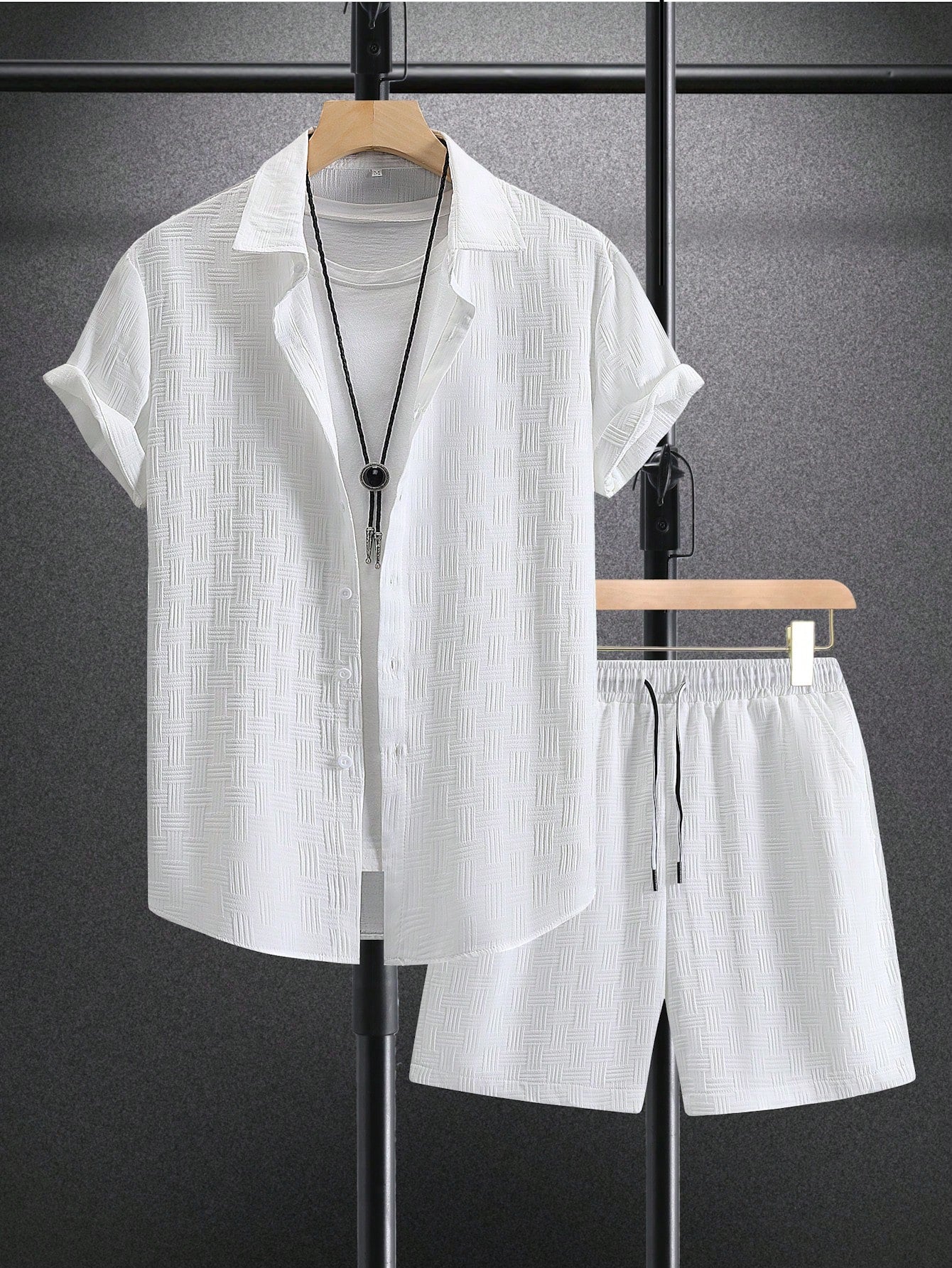 Men's Textured Resort Shirt & Shorts Set | Breathable Summer Co-ord | Slim Fit Look
