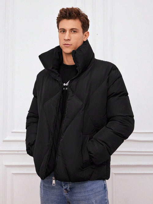 Men’s Quilted Puffer Jacket | Oversized Collar | Insulated Winter Outerwear Canada