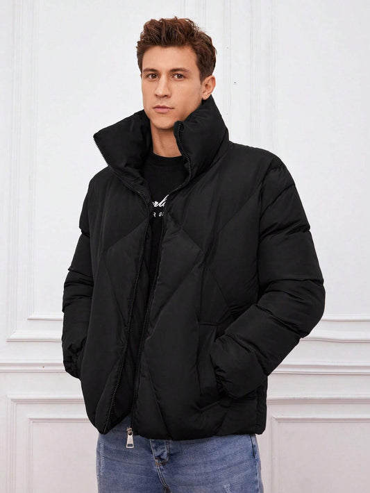 Men’s Quilted Puffer Jacket | Oversized Collar | Insulated Winter Outerwear Canada