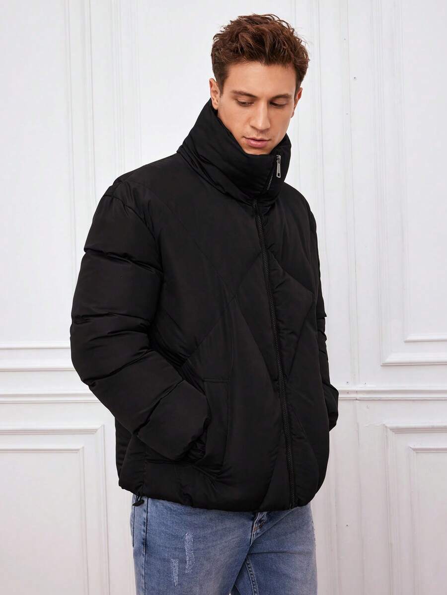 Men’s Quilted Puffer Jacket | Oversized Collar | Insulated Winter Outerwear Canada
