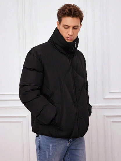 Men’s Quilted Puffer Jacket | Oversized Collar | Insulated Winter Outerwear Canada