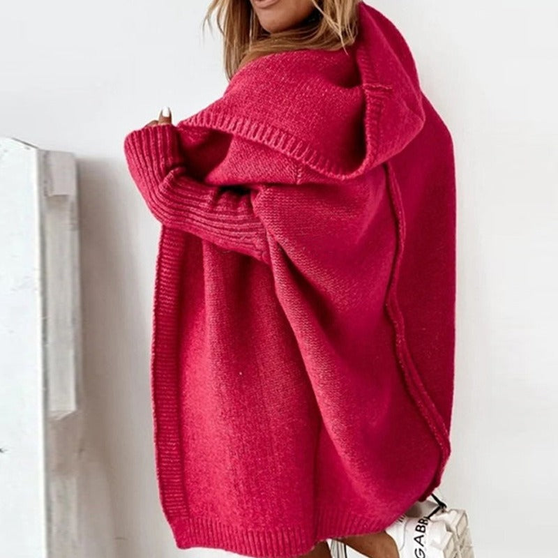 Hooded Knit Cardigan | Open Front | Cozy Ribbed Texture