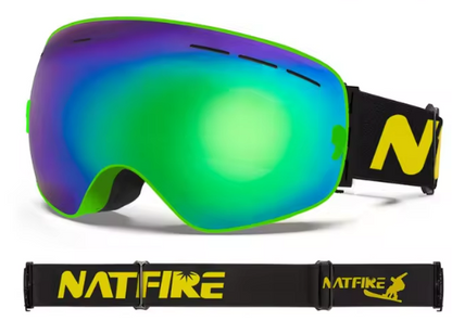 NATFIRE | Anti-Fog Ski & Snowboard Goggles with UV400 Protection | Interchangeable Lens