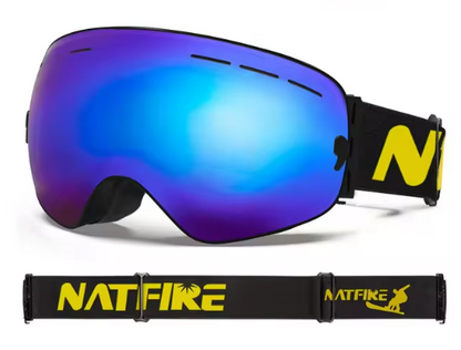 NATFIRE | Anti-Fog Ski & Snowboard Goggles with UV400 Protection | Interchangeable Lens