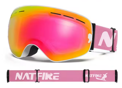 NATFIRE | Anti-Fog Ski & Snowboard Goggles with UV400 Protection | Interchangeable Lens
