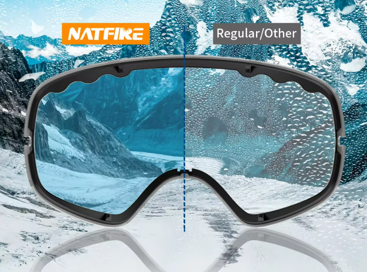 NATFIRE | Anti-Fog Ski & Snowboard Goggles with UV400 Protection | Interchangeable Lens