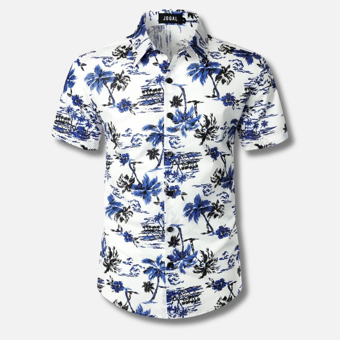 Men's Short Sleeve Button-Up Shirt | Lightweight Cotton Blend | Tropical Floral Print