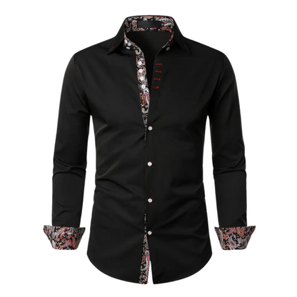 Men’s Dress Shirt | Slim Fit Button-Down | Contrast Paisley Trim