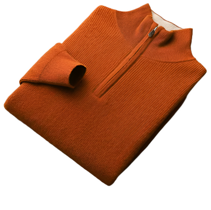 Men’s Quarter-Zip Knit Sweater | Ribbed Texture | Soft Midweight Pullover