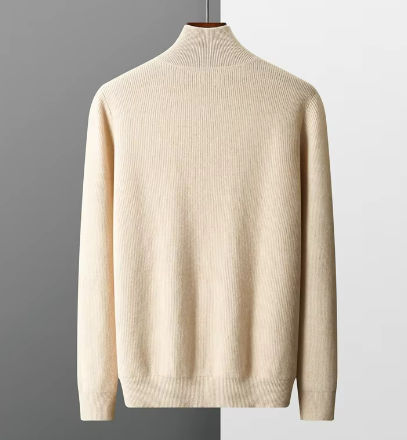 Men’s Quarter-Zip Knit Sweater | Ribbed Texture | Soft Midweight Pullover