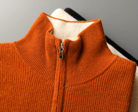 Men’s Quarter-Zip Knit Sweater | Ribbed Texture | Soft Midweight Pullover