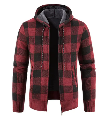 Men’s Fleece-Lined Plaid Hoodie | Full Zip Jacket | Warm Casual Fall Layer