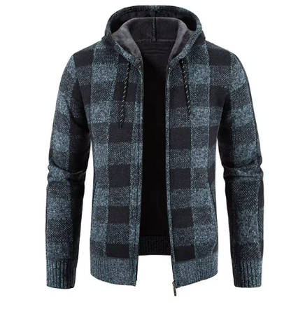 Men’s Fleece-Lined Plaid Hoodie | Full Zip Jacket | Warm Casual Fall Layer