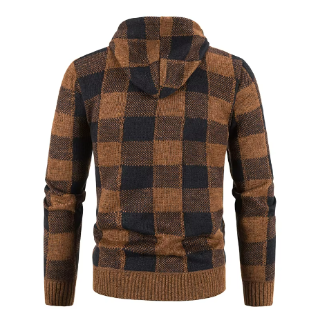 Men’s Fleece-Lined Plaid Hoodie | Full Zip Jacket | Warm Casual Fall Layer