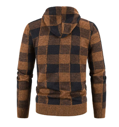 Men’s Fleece-Lined Plaid Hoodie | Full Zip Jacket | Warm Casual Fall Layer