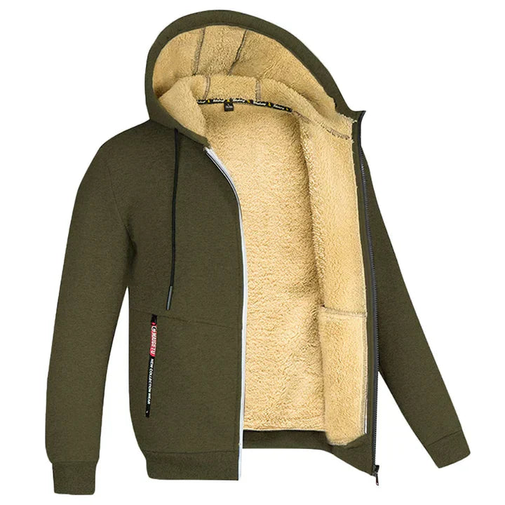 Men's Fleece-Lined Zip Hoodie | Sherpa Interior | Warm Casual Outerwear Canada