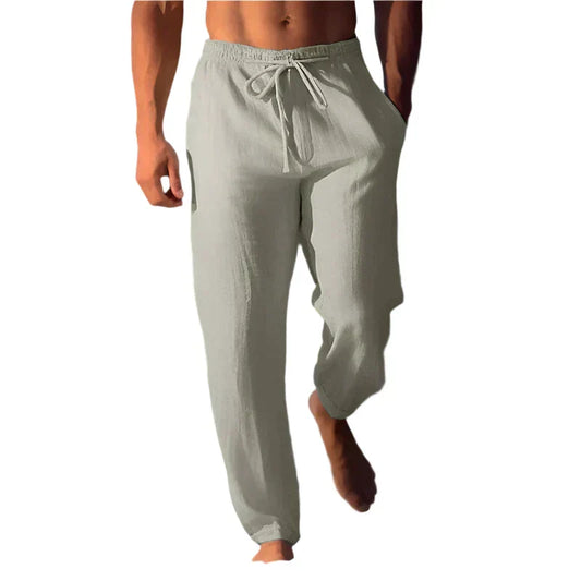 Linen Blend Lounge Pants | Relaxed Fit | Drawstring Waistband