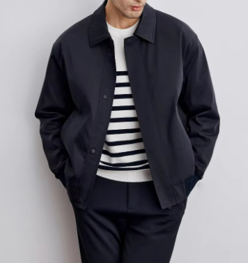 Men’s Lightweight Coach Jacket | Collared Zip Front | Casual Spring Layer