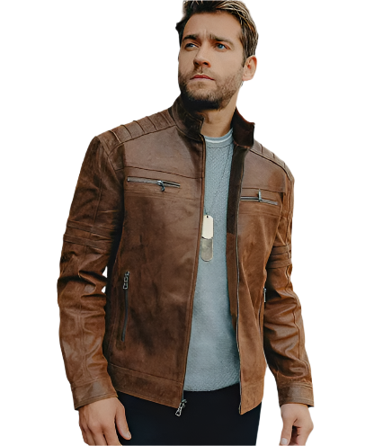 Men's Faux Leather Moto Jacket | Zip Pockets | Lightweight Fall Outerwear