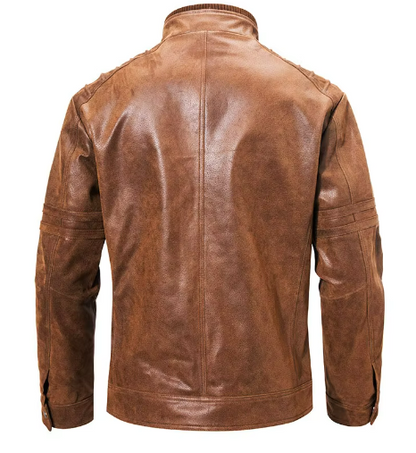 Men's Faux Leather Moto Jacket | Zip Pockets | Lightweight Fall Outerwear