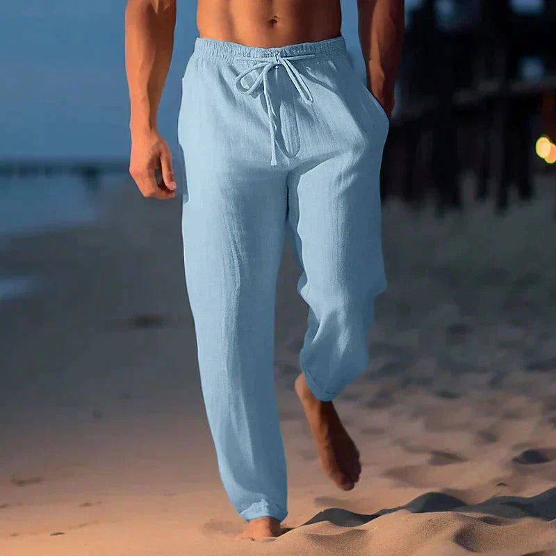 Linen Blend Lounge Pants | Relaxed Fit | Drawstring Waistband