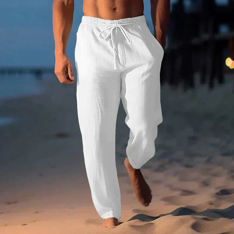 Linen Blend Lounge Pants | Relaxed Fit | Drawstring Waistband