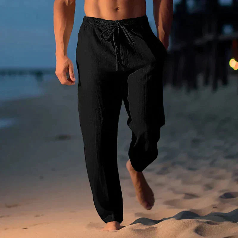 Linen Blend Lounge Pants | Relaxed Fit | Drawstring Waistband