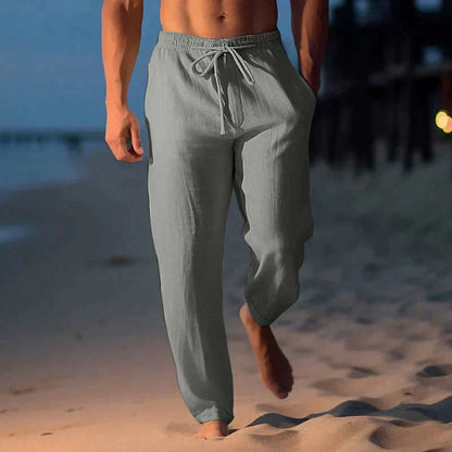 Linen Blend Lounge Pants | Relaxed Fit | Drawstring Waistband