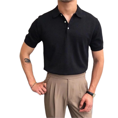 Men’s Knit Polo Shirt | Soft Touch Texture | Tailored Short-Sleeve Fit