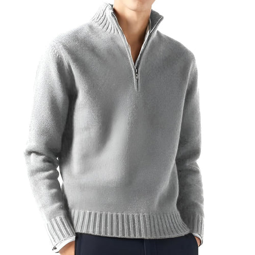 Men’s Half-Zip Sweater | Ribbed Knit Pullover | Warm Casual Layer