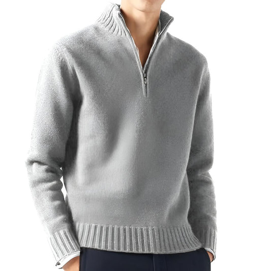 Men’s Half-Zip Sweater | Ribbed Knit Pullover | Warm Casual Layer