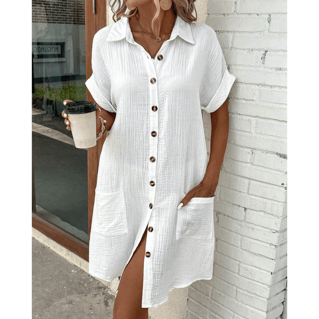 Button-Up Shirt Dress | Gauze Cotton | Relaxed Summer Fit