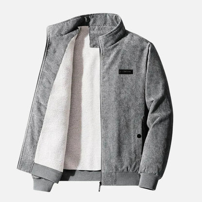 Corduroy Fleece-Lined Jacket | Zip-Up Bomber Style | Warm Casual Outerwear