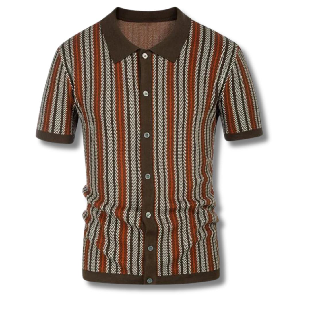 Men's Retro Knit Polo Shirt | Textured Button-Up Short Sleeve | Vintage Summer Top Canada