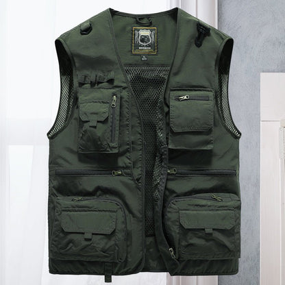 Men's Multi-Pocket Utility Vest | Outdoor Fishing & Hiking Gear | Lightweight Design