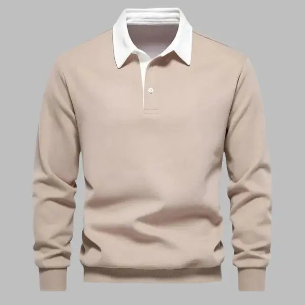 Men's Polo Collar Sweatshirt | Soft Knit Blend | Casual Smart-Layer