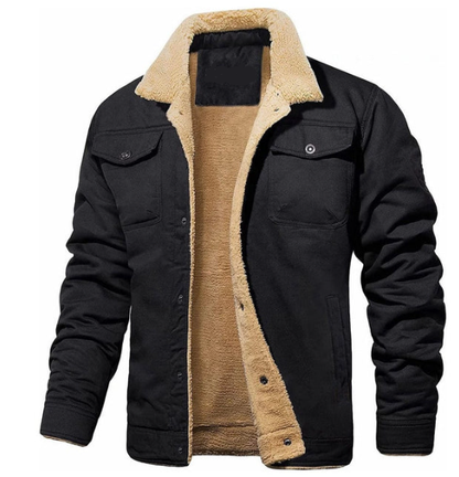 Men’s Sherpa-Lined Denim Jacket | Corduroy Collar | Midweight Fall Outerwear