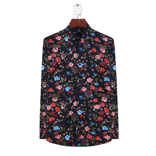 Men’s Floral Print Shirt | Long Sleeve | Lightweight Casual Button-Up