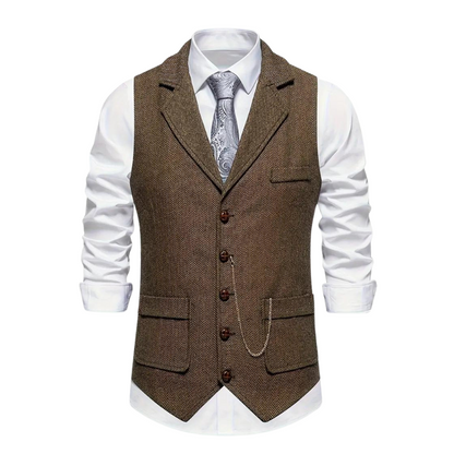 Men’s Tweed Vest | Herringbone Waistcoat | Classic Formal Layer