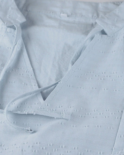 White Cotton Beach Dress | Tunic Style | Lightweight 3/4 Sleeve Cover-Up
