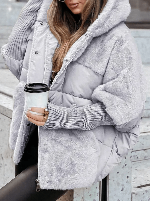 Oversized Hooded Puffer Jacket | Fur Contrast | Warm Quilted Outerwear