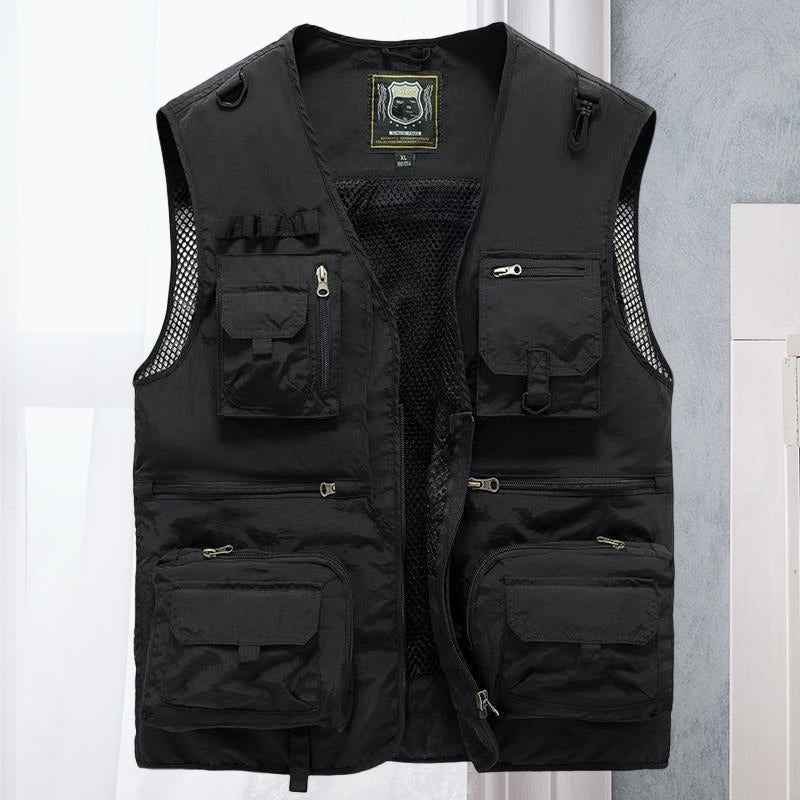 Men's Multi-Pocket Utility Vest | Outdoor Fishing & Hiking Gear | Lightweight Design