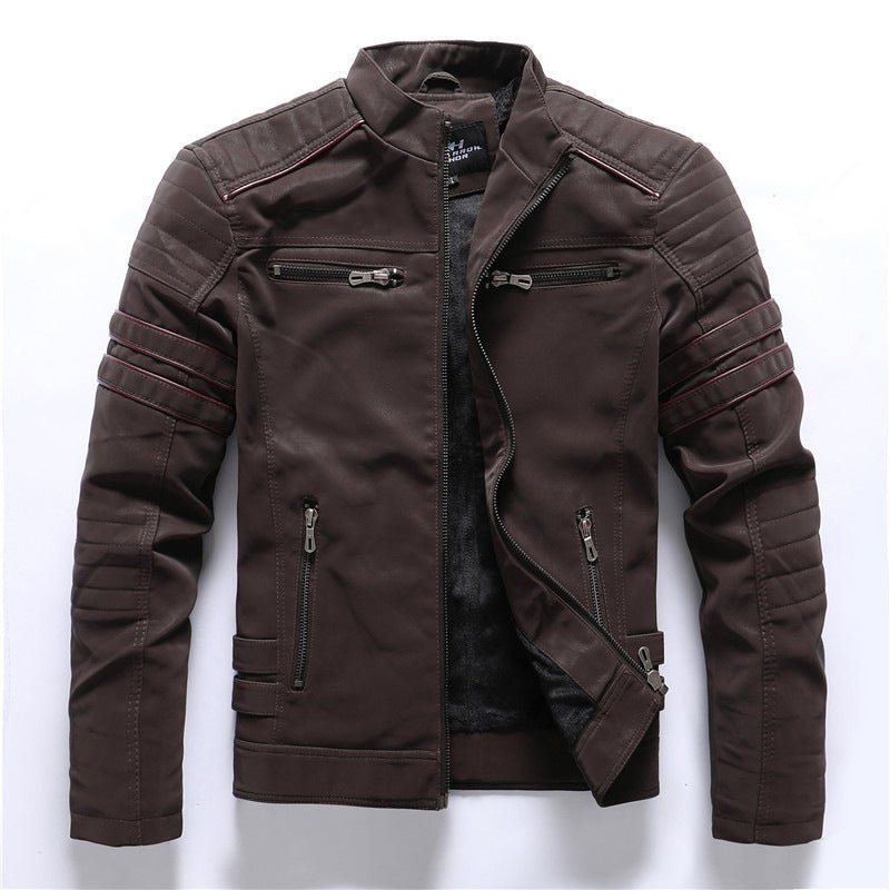 Men's Biker-Style Faux Leather Jacket | Slim Fit | Moto-Inspired Design