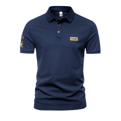 Men’s Polo Shirt | Military Patch Short Sleeve Top | Casual Canada
