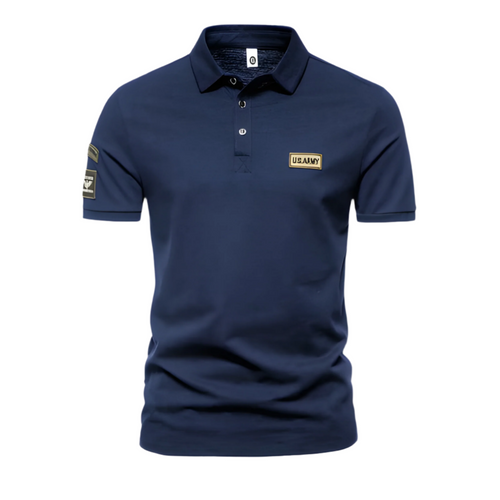 Men’s Polo Shirt | Military Patch Short Sleeve Top | Casual Canada