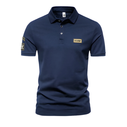 Men’s Polo Shirt | Military Patch Short Sleeve Top | Casual Canada