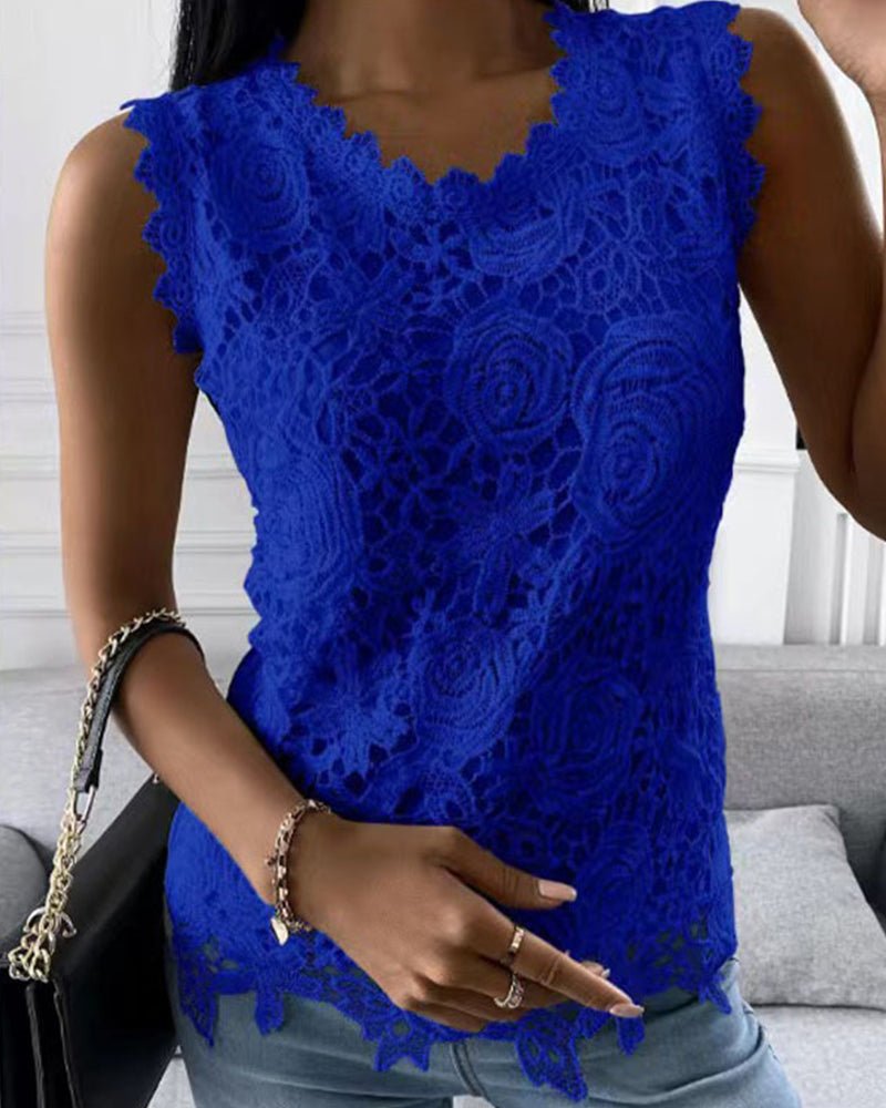 Sleeveless Crochet Lace Top | Scalloped Edges | Elegant Summer Layer