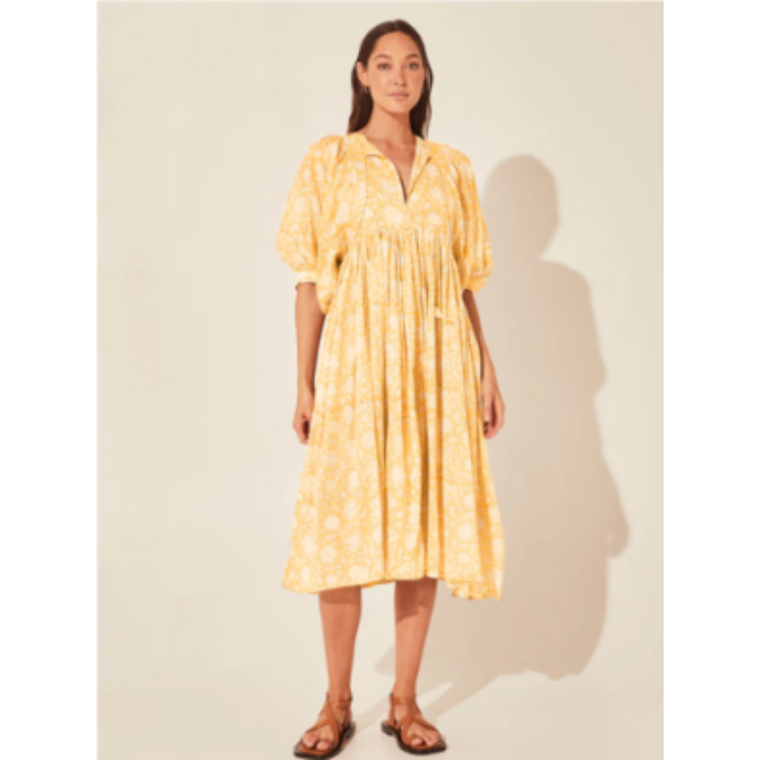 Bold Floral Print Midi Dress | Relaxed Fit | Lightweight Vacation Style